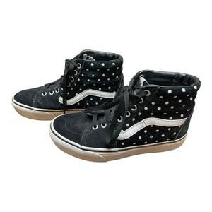 Vans Sk8-Hi Top Black Suede White Polka Dot Platform Sneakers Size 8 Skate Shoes